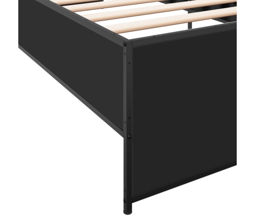 Estructura de cama madera de ingeniería y metal negra 90x190 cm