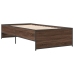 Estructura cama madera ingeniería metal marrón roble 90x190 cm