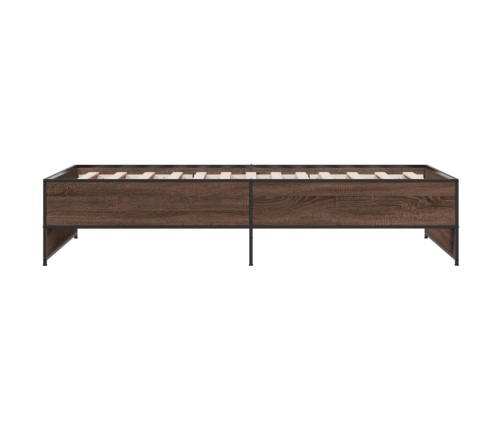 Estructura cama madera ingeniería metal marrón roble 90x190 cm