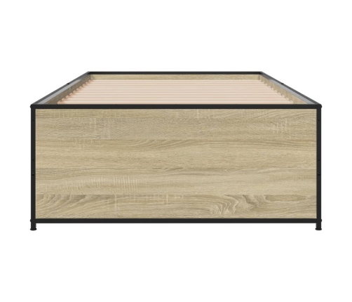 Estructura cama madera ingeniería metal roble Sonoma 75x190 cm