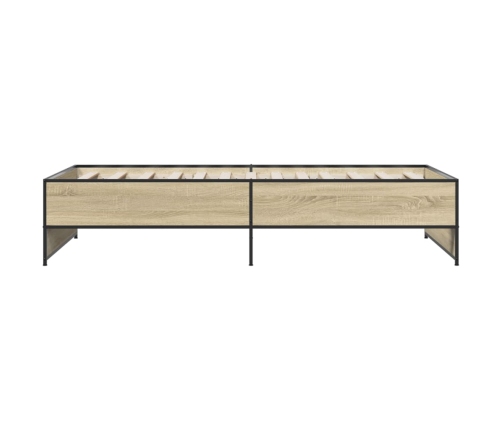 Estructura cama madera ingeniería metal roble Sonoma 75x190 cm