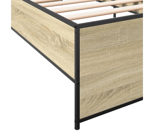 Estructura cama madera ingeniería metal roble Sonoma 75x190 cm