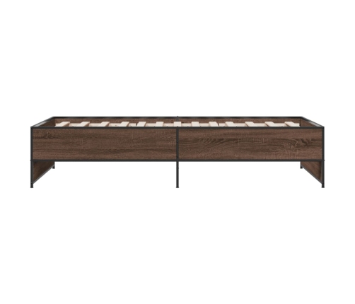 Estructura cama madera ingeniería metal roble marrón 75x190 cm