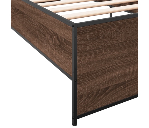 Estructura cama madera ingeniería metal roble marrón 75x190 cm