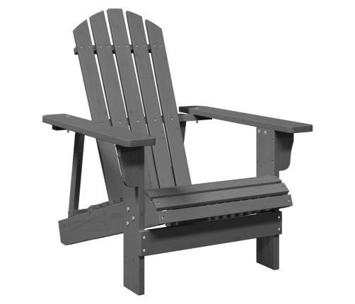 Silla Adirondack madera maciza de abeto gris 69x85x90,5 cm