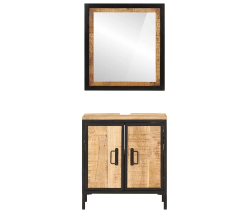 Conjunto de muebles de baño 2 pzas madera maciza mango y hierro