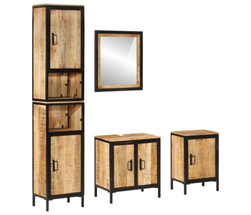 Conjunto de muebles de baño 4 pzas madera maciza mango y hierro