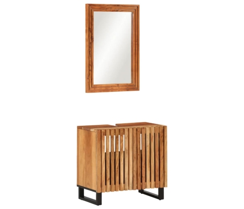 Conjunto de muebles de baño 2 piezas madera maciza de acacia