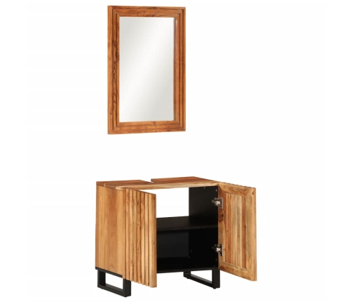 Conjunto de muebles de baño 2 piezas madera maciza de acacia