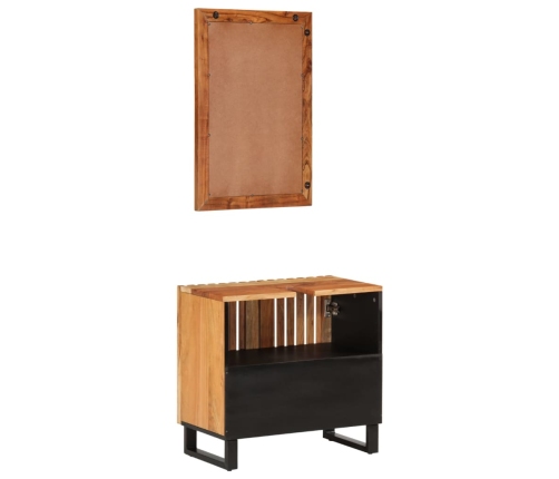 Conjunto de muebles de baño 2 piezas madera maciza de acacia