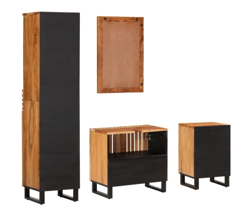 Conjunto de muebles de baño 4 piezas madera maciza de acacia