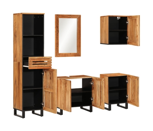 Conjunto de muebles de baño 5 piezas madera maciza de acacia