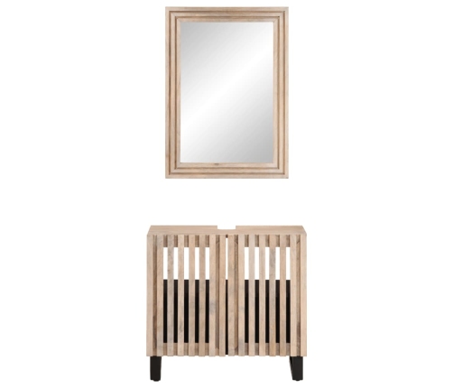 Conjunto de muebles de baño 2 piezas madera maciza de mango