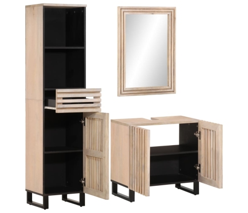 Conjunto de muebles de baño 3 piezas madera maciza de mango