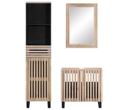 Conjunto de muebles de baño 3 piezas madera maciza de mango