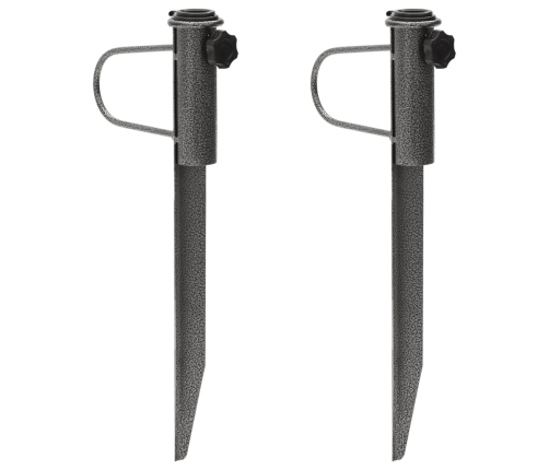 Soportes de sombrilla con púas 2 uds acero galvanizado 19x42 cm