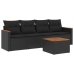 Set de muebles de jardín 5 pzas y cojines ratán sintético negro