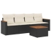 Set de muebles de jardín 5 pzas y cojines ratán sintético negro