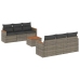 Set de sofás de jardín 7 piezas con cojines ratán PE gris