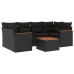 Set de comedor de jardín 7 pzas y cojines ratán sintético negro