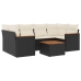 Set de comedor de jardín 7 pzas y cojines ratán sintético negro