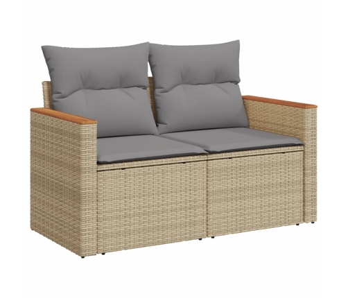 Juego de sofás jardín con cojines beige mezcla 8 pzas ratán PE