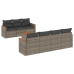 Set de sofás de jardín 8 pzas y cojines ratán sintético gris