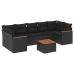 Set de sofás de jardín 8 piezas y cojines ratán sintético negro