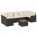 Set de sofás de jardín 8 piezas y cojines ratán sintético negro
