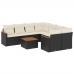 Set de sofás de jardín 8 piezas y cojines ratán sintético negro