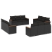 Set de sofás de jardín 12 piezas cojines ratán sintético negro