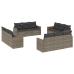 Set de sofás de jardín 12 pzas con cojines ratán sintético gris