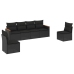 Set de sofás de jardín 6 piezas y cojines ratán sintético negro