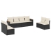 Set de sofás de jardín 8 piezas y cojines ratán sintético negro