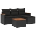 Set de muebles de jardín 5 pzas y cojines ratán sintético negro