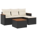Set de muebles de jardín 5 pzas y cojines ratán sintético negro