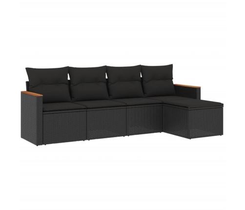 Set de muebles de jardín 5 pzas y cojines ratán sintético negro