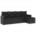 Set de muebles de jardín 5 pzas y cojines ratán sintético negro