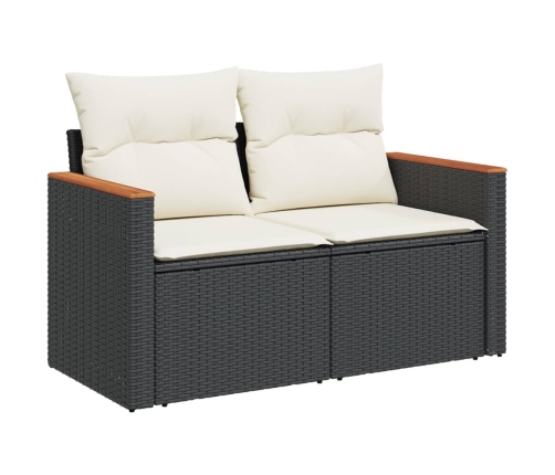 Set de muebles de jardín 5 pzas y cojines ratán sintético negro
