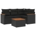 Set de muebles de jardín 5 pzas y cojines ratán sintético negro