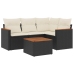 Set de muebles de jardín 5 pzas y cojines ratán sintético negro