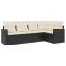 Set de muebles de jardín 5 pzas y cojines ratán sintético negro