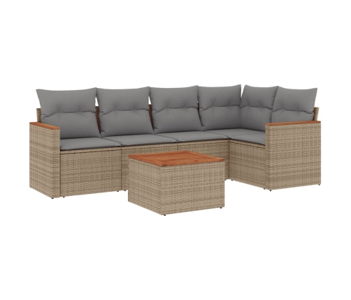 Juego de sofás jardín con cojines beige mezcla 6 pzas ratán PE