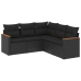 Set de muebles de jardín 5 pzas y cojines ratán sintético negro