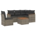 Set de muebles de jardín 6 pzas y cojines ratán sintético gris
