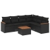 Set de comedor de jardín 7 pzas y cojines ratán sintético negro