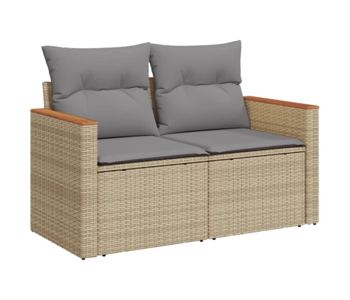 Juego de sofás jardín con cojines beige mezcla 7 pzas ratán PE