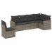 Set de muebles de jardín 6 pzas y cojines ratán sintético gris