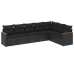 Set de comedor de jardín 7 pzas y cojines ratán sintético negro