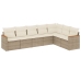 Set sofás de jardín 7 piezas y cojines ratán sintético beige